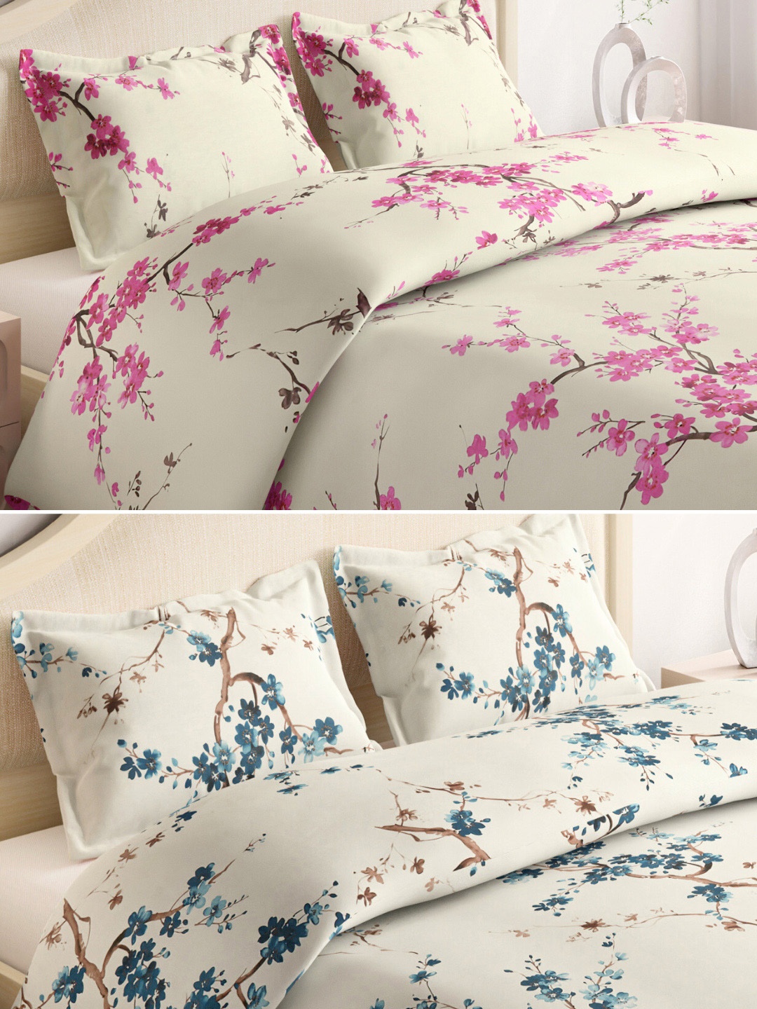 haus & kinder Blue & Cream-Coloured Floral Cotton 186TC 2 Queen Bedsheet & 4 Pillow Covers
haus & kinder Blue & Cream-Coloured Floral Cotton 186TC 2 Queen Bedsheet & 4 Pillow Covers