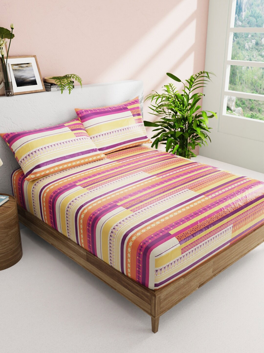 BIANCA Essenza White & Yellow Striped Cotton 144 TC Queen Bedsheet With 2 Pillow Covers
BIANCA Essenza White & Yellow Striped Cotton 144 TC Queen Bedsheet With 2 Pillow Covers