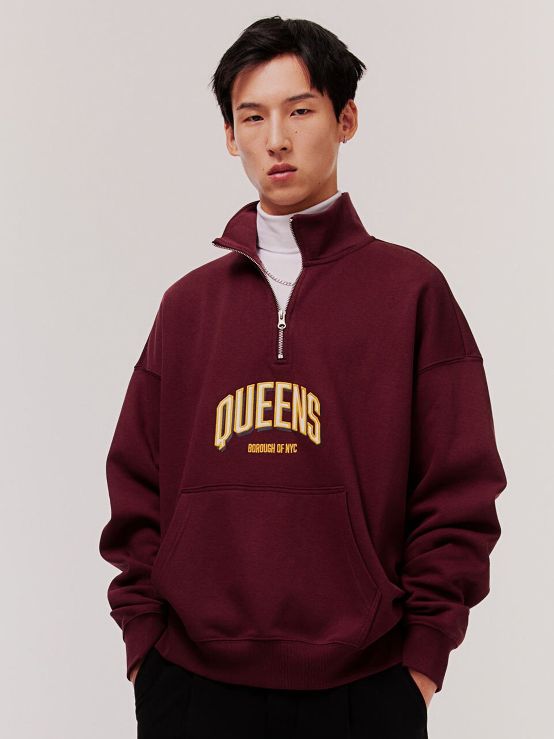 H&M Oversized Zip-Top Sweatshirt, Red