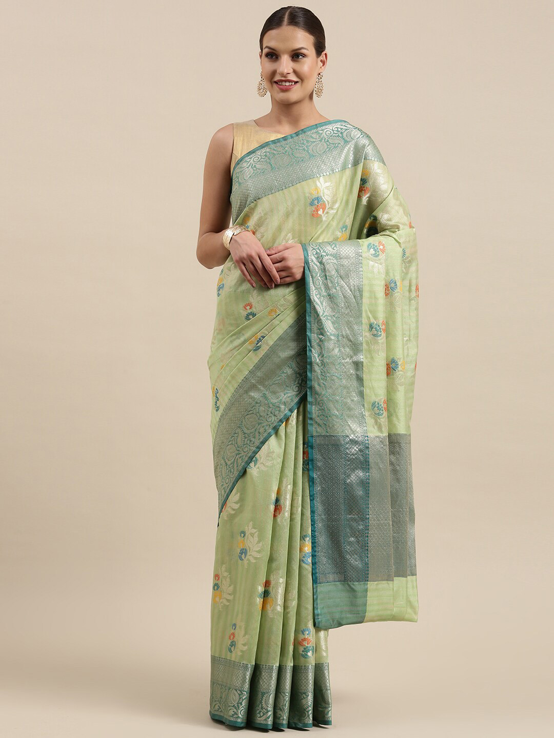 PTIEPL Banarasi Silk Works Ethnic Motifs Woven Design Zari Banarasi Saree, Green
PTIEPL Banarasi Silk Works Ethnic Motifs Woven Design Zari Banarasi Saree, Green