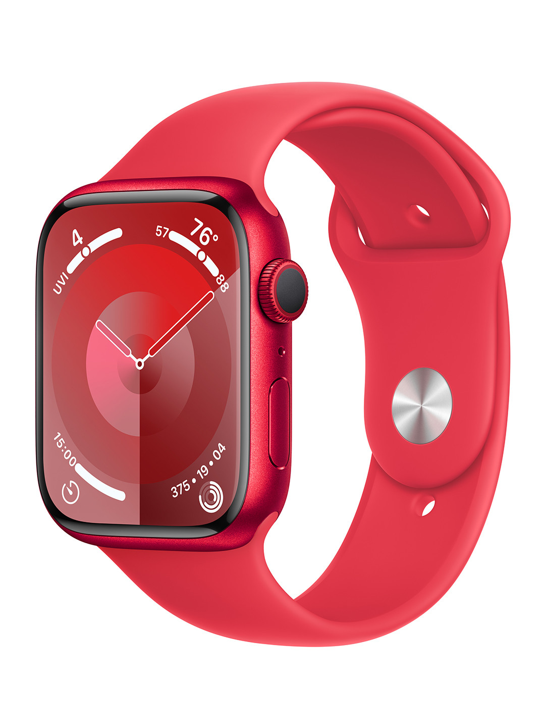 Apple Watch Series 9 GPS 45mm Sport Band, Red 
Apple Watch Series 9 GPS 45mm Sport Band, Red