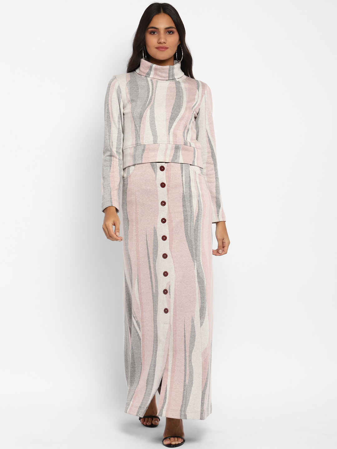 STADO Striped High Neck Top With Maxi Skirts Co-Ords, White
STADO Striped High Neck Top With Maxi Skirts Co-Ords, White