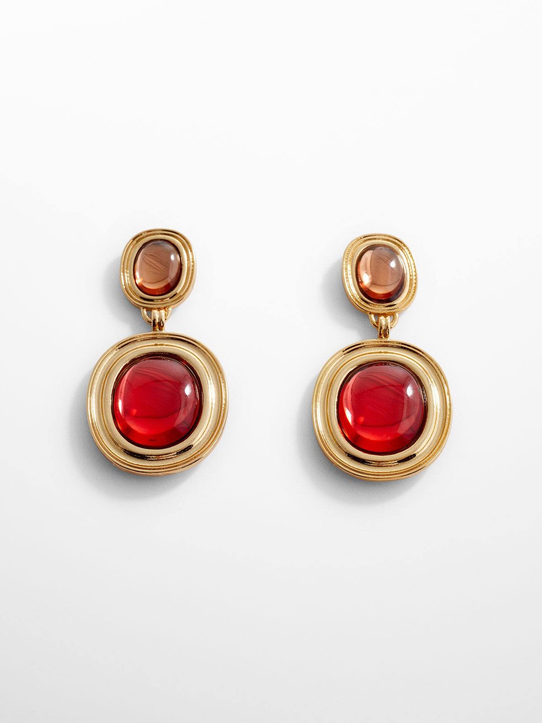 MANGO Teardrop Shaped Drop Earrings, Red