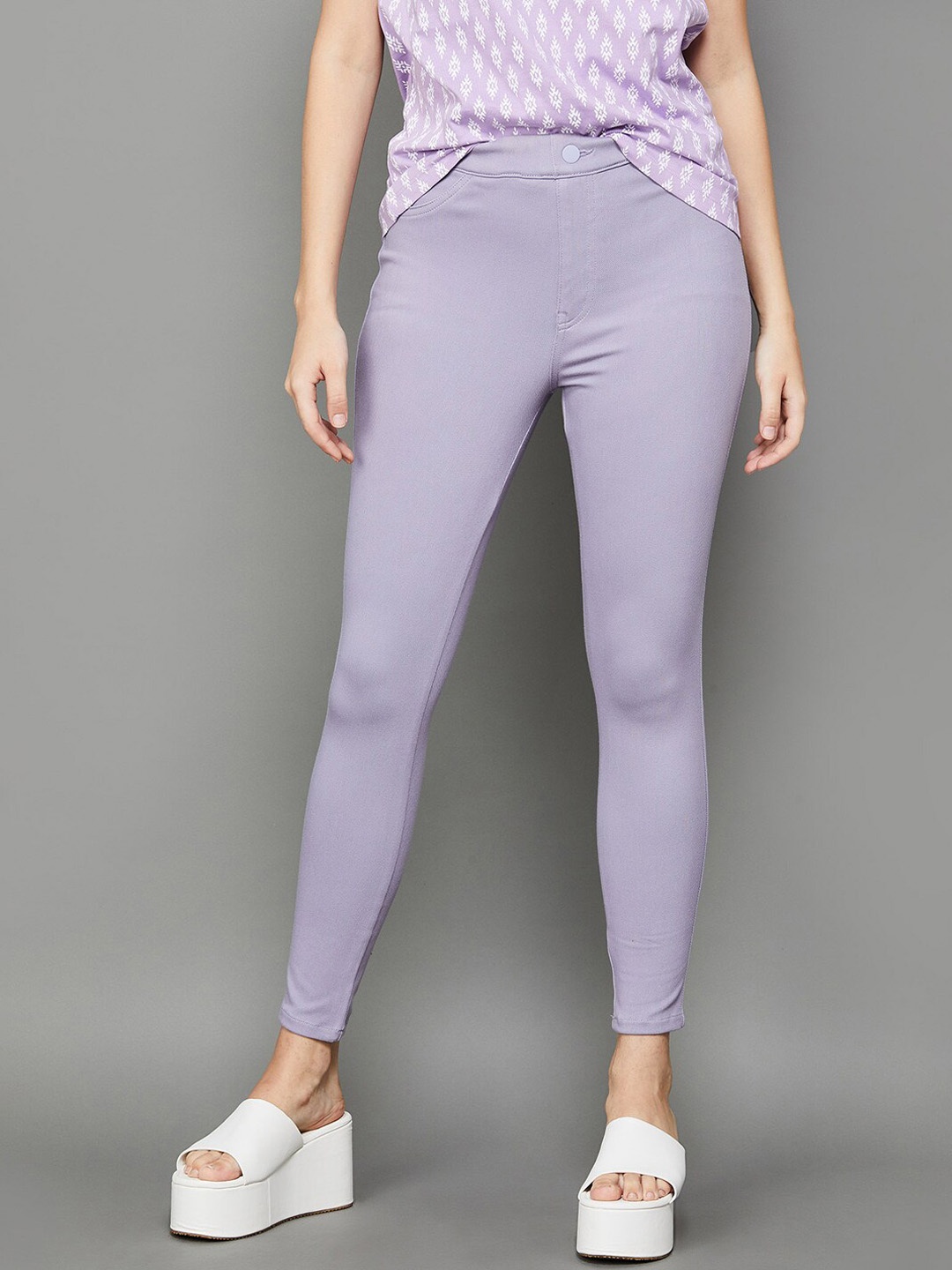 Fame Forever by Lifestyle Women Mid-Rise Flat-Front Plain Cotton Chinos Trousers, Lavender
Fame Forever by Lifestyle Women Mid-Rise Flat-Front Plain Cotton Chinos Trousers, Lavender