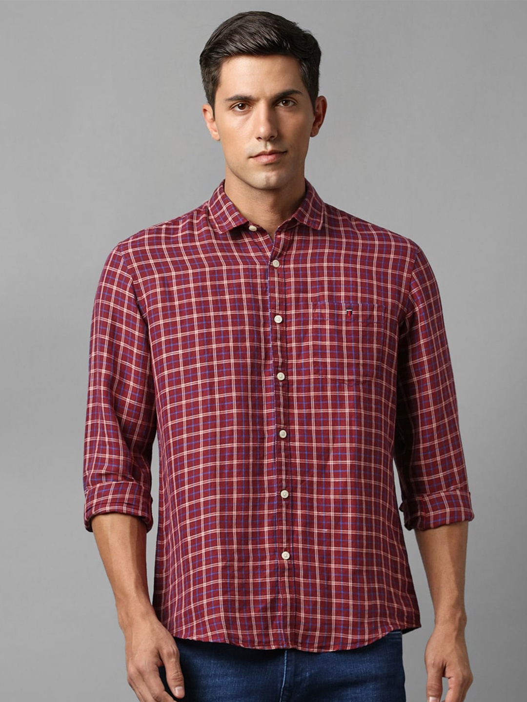 Louis Philippe Jeans Slim Fit Checked Spread Collar Linen Cotton Casual Shirt, Maroon
Louis Philippe Jeans Slim Fit Checked Spread Collar Linen Cotton Casual Shirt, Maroon