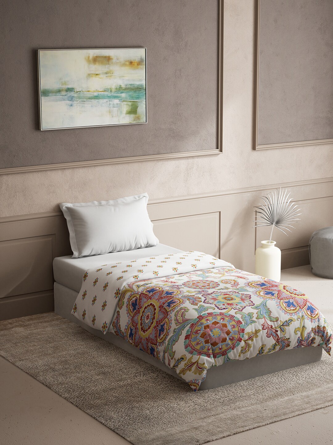 DDecor Live Beautiful White & Pink Ethnic Motifs Pure Cotton Mild Winter Single Bed Quilt
DDecor Live Beautiful White & Pink Ethnic Motifs Pure Cotton Mild Winter Single Bed Quilt