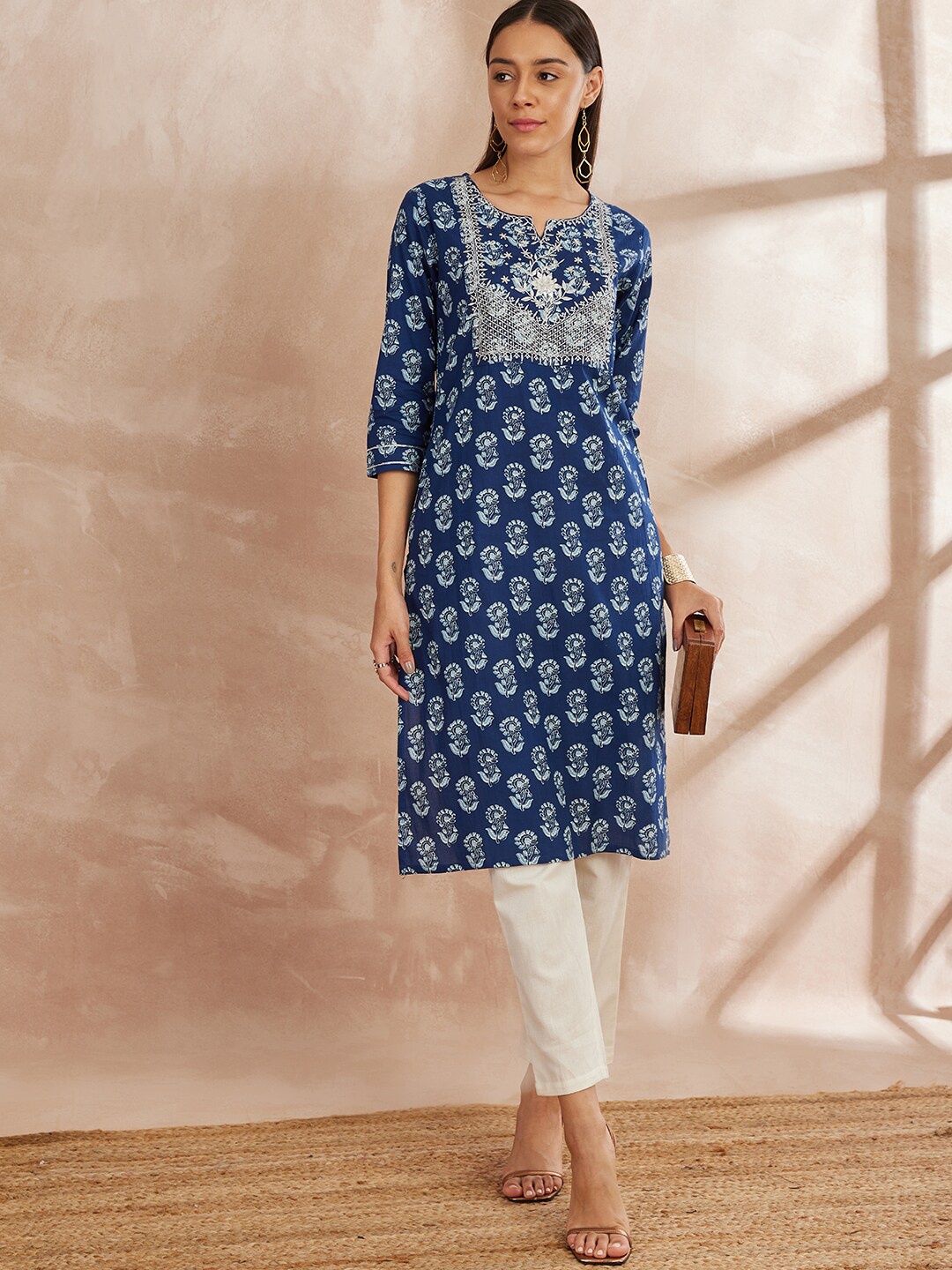 all about you Blue Ethnic Motifs Printed Thread Work Pure Cotton Kurta with Trousers
all about you Blue Ethnic Motifs Printed Thread Work Pure Cotton Kurta with Trousers