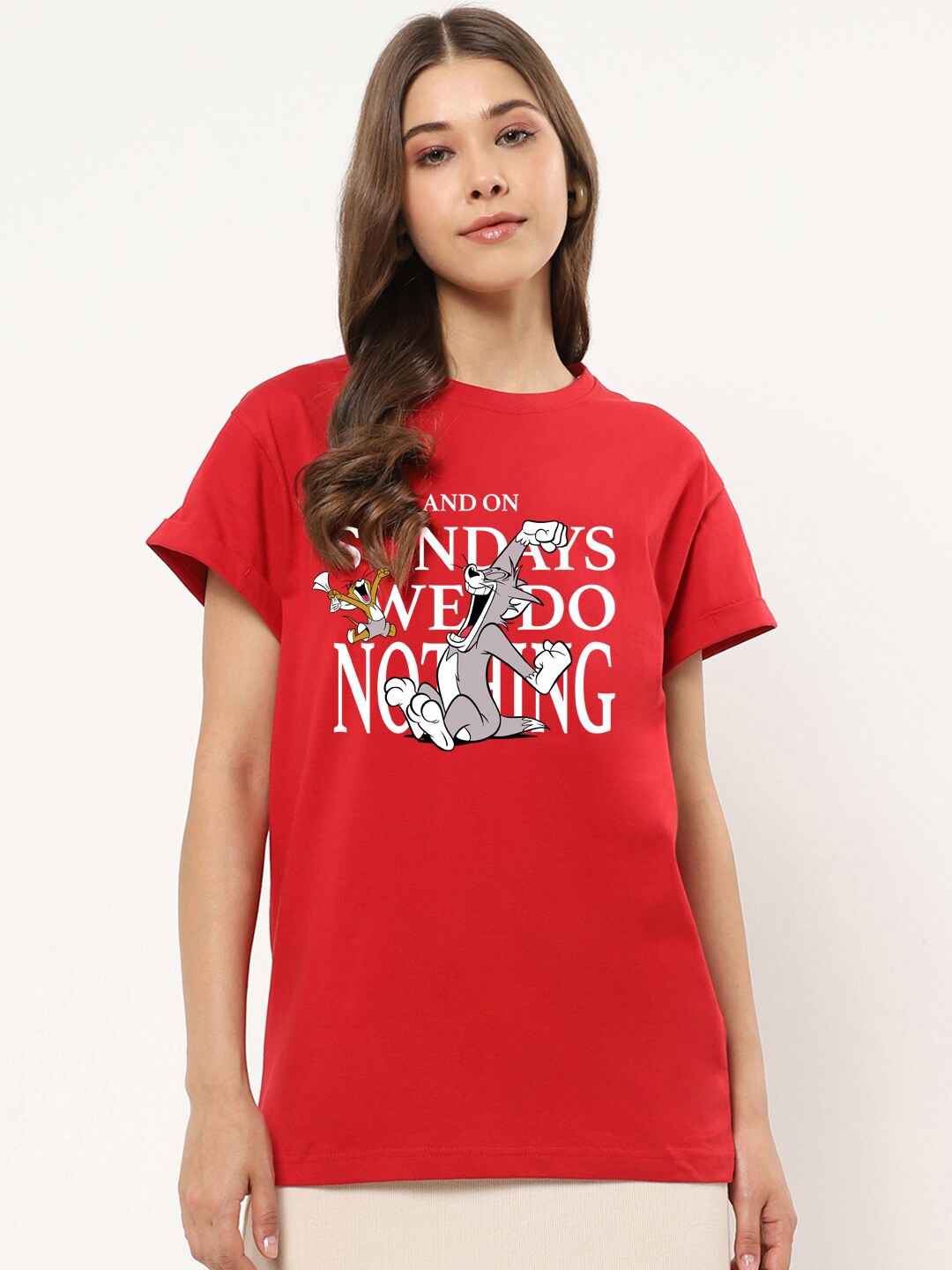 Bewakoof Relaxed Fit Tom & Jerry Printed Round Neck Drop-Shoulder Sleeves Cotton T-shirt, Red
Bewakoof Relaxed Fit Tom & Jerry Printed Round Neck Drop-Shoulder Sleeves Cotton T-shirt, Red