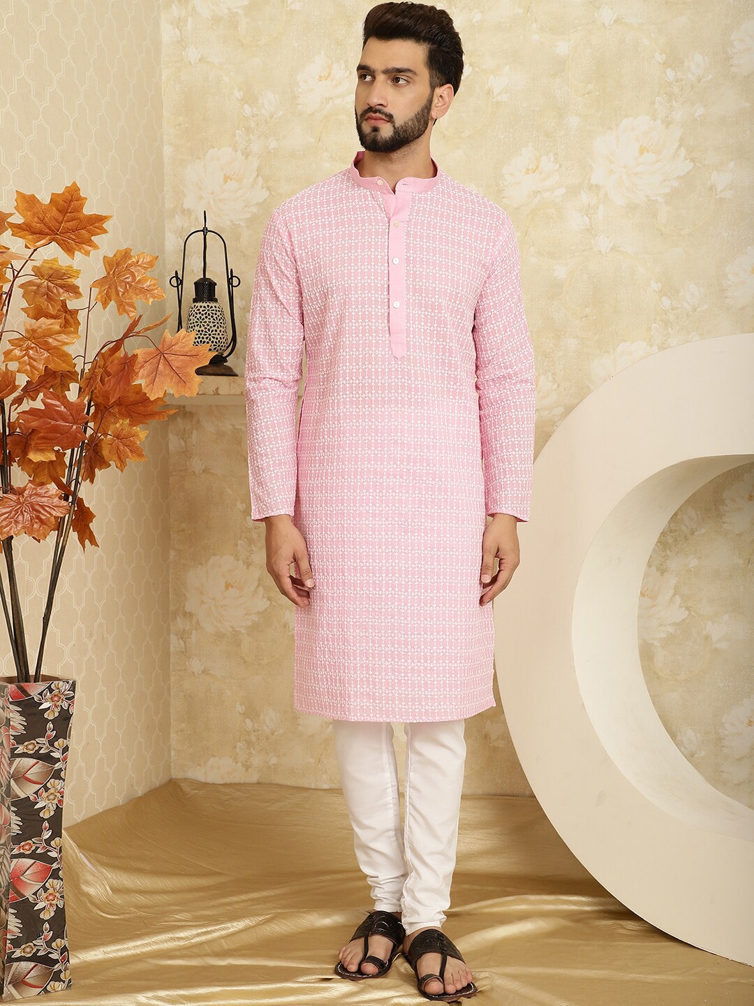 SOJANYA Ethnic Motifs Embroidered Regular Thread Work Pure Cotton Kurta with Churidar, Pink
SOJANYA Ethnic Motifs Embroidered Regular Thread Work Pure Cotton Kurta with Churidar, Pink