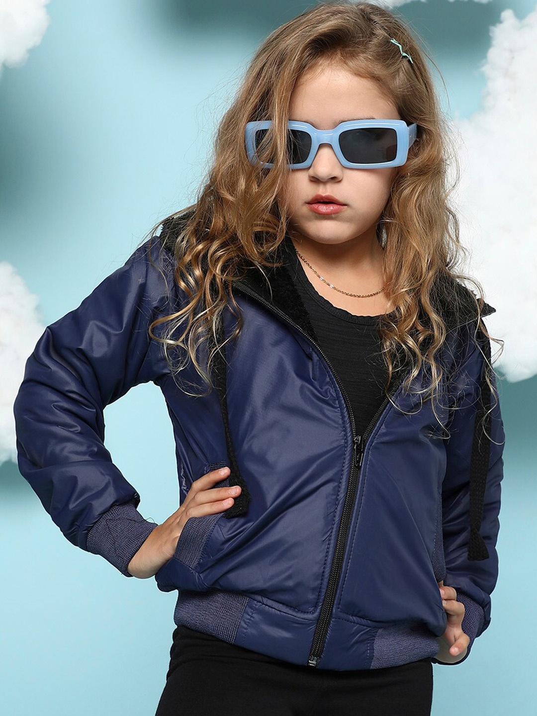 Instafab Girls Hooded Neck Long Sleeve Windcheater Zip Detail Bomber Jacket, Blue
Instafab Girls Hooded Neck Long Sleeve Windcheater Zip Detail Bomber Jacket, Blue