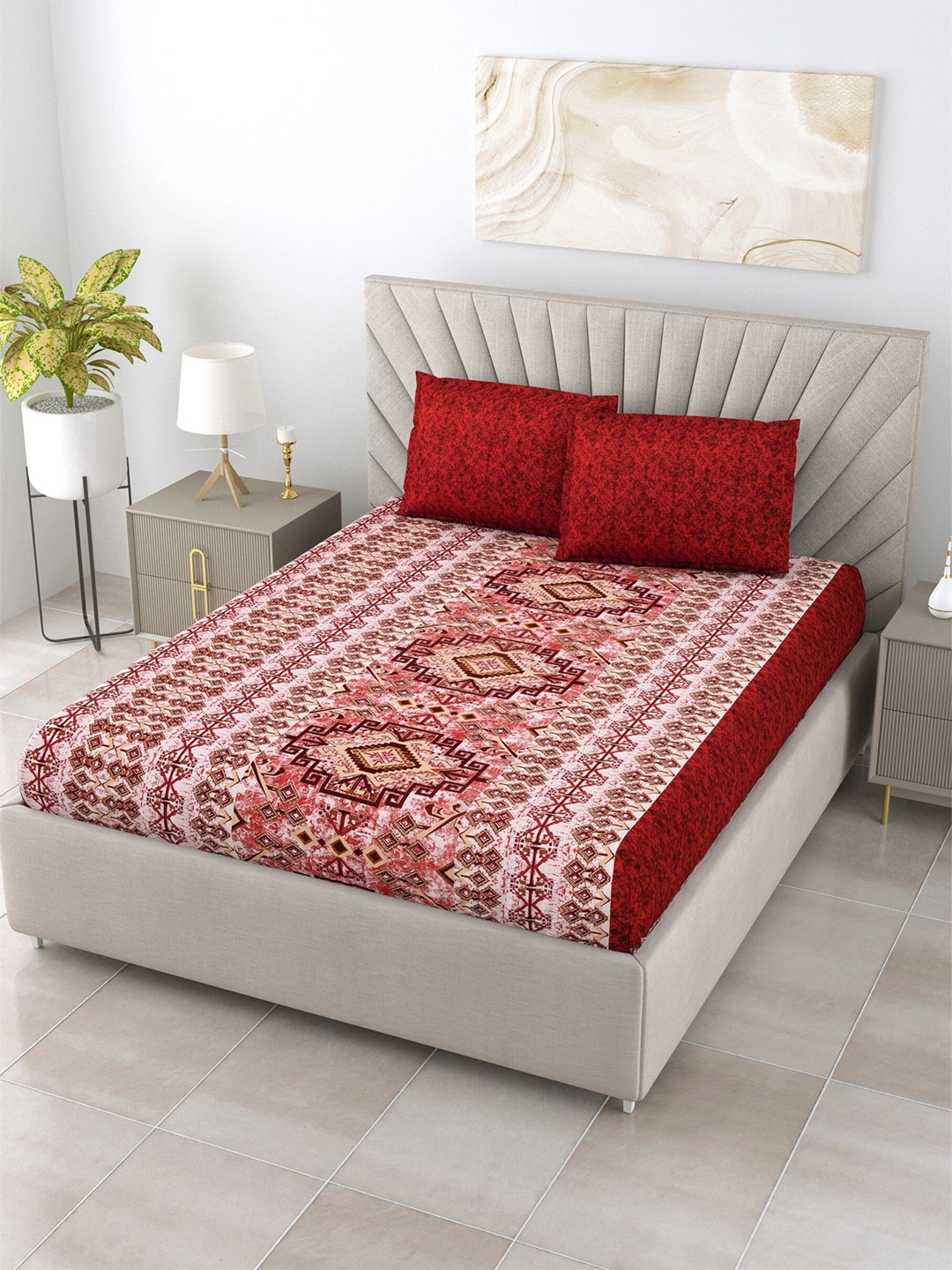 Salona Bichona Gulmohar Pink Printed Pure Cotton 120 TC Queen Bedsheet & 2 Pillow Covers
Salona Bichona Gulmohar Pink Printed Pure Cotton 120 TC Queen Bedsheet & 2 Pillow Covers