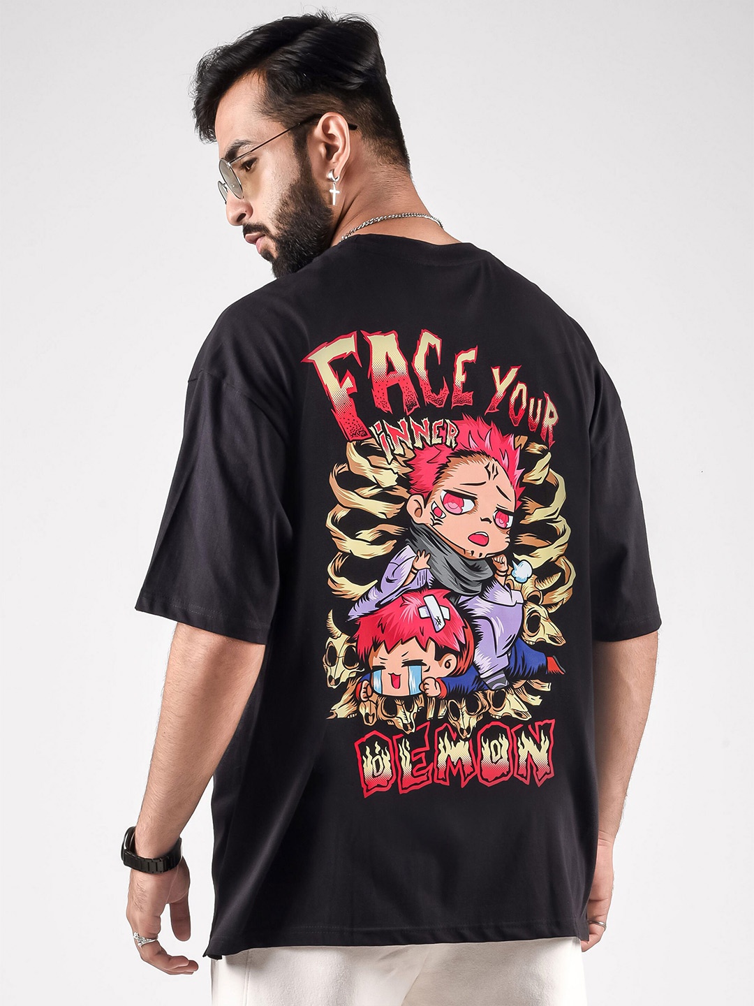 COMICSENSE Jujutsu Kaisen Anime Face Your Demon Printed Cotton Oversized Tshirt, Black
COMICSENSE Jujutsu Kaisen Anime Face Your Demon Printed Cotton Oversized Tshirt, Black