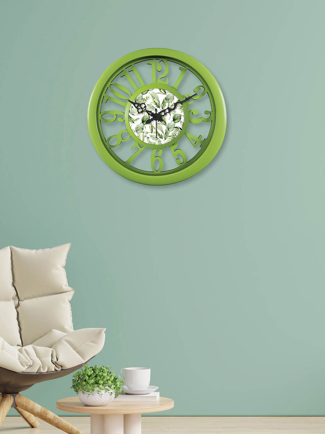 RANDOM Green & White Printed Contemporary Wall Clock