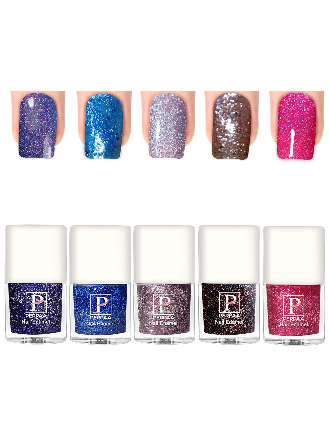 PERPAA Set Of 5 Glitter Light Reflective UV Gel Sparkly Nail Polish - 5ml Each, Blue
PERPAA Set Of 5 Glitter Light Reflective UV Gel Sparkly Nail Polish - 5ml Each, Blue