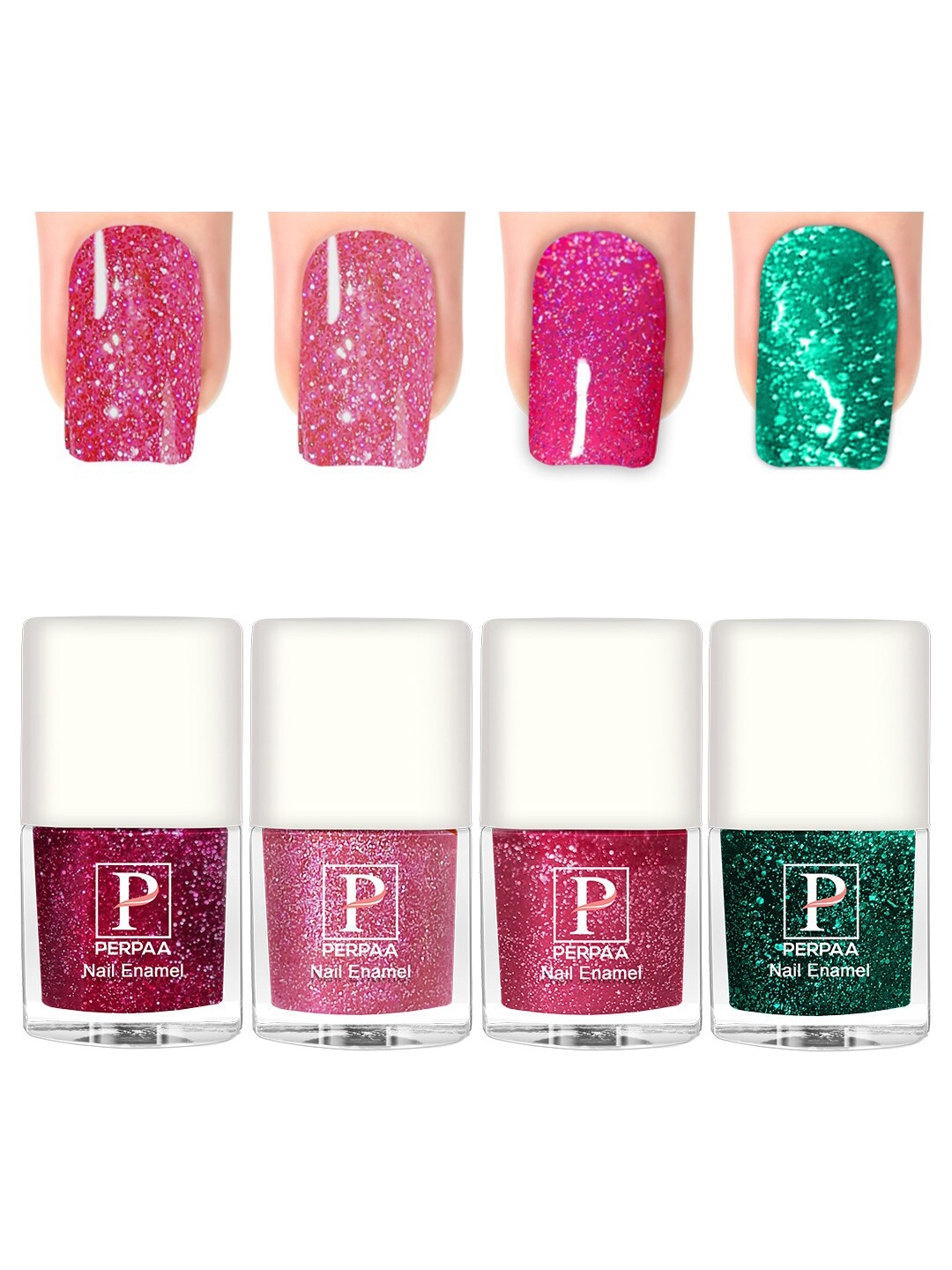 PERPAA Set Of 4 Glitter Light Reflective UV Gel Sparkly Nail Polish - 5ml Each, Pink
PERPAA Set Of 4 Glitter Light Reflective UV Gel Sparkly Nail Polish - 5ml Each, Pink