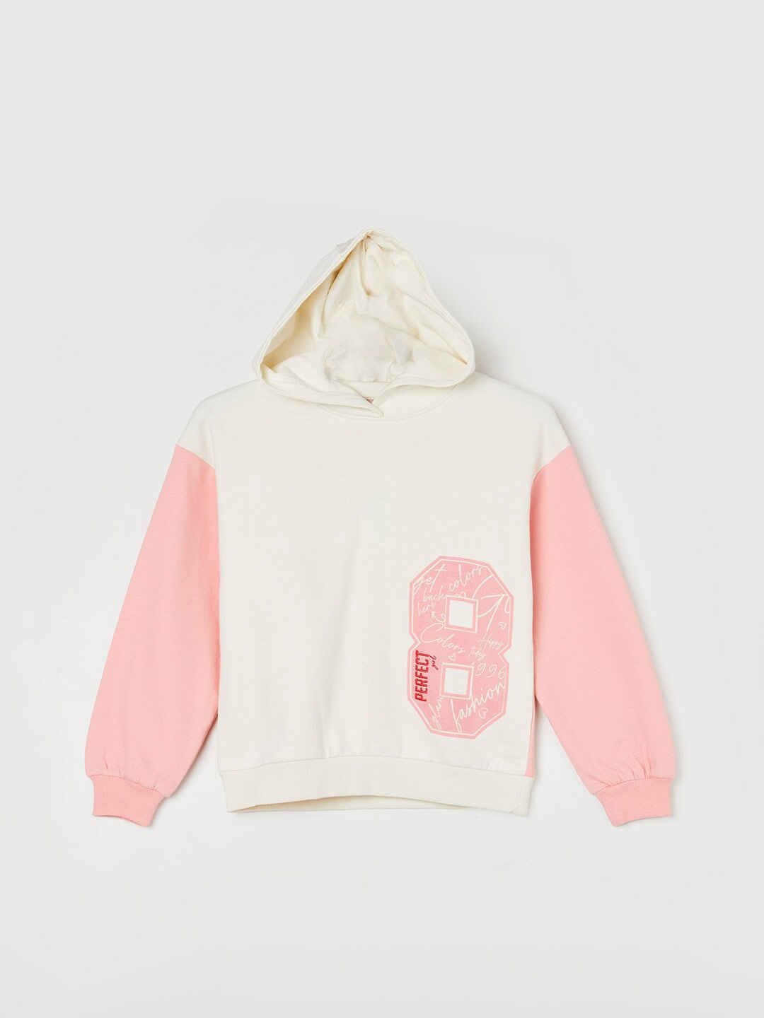 Fame Forever by Lifestyle Girls Colourblocked Long Sleeves Hooded Pure Cotton Sweatshirt, Off white
Fame Forever by Lifestyle Girls Colourblocked Long Sleeves Hooded Pure Cotton Sweatshirt, Off white