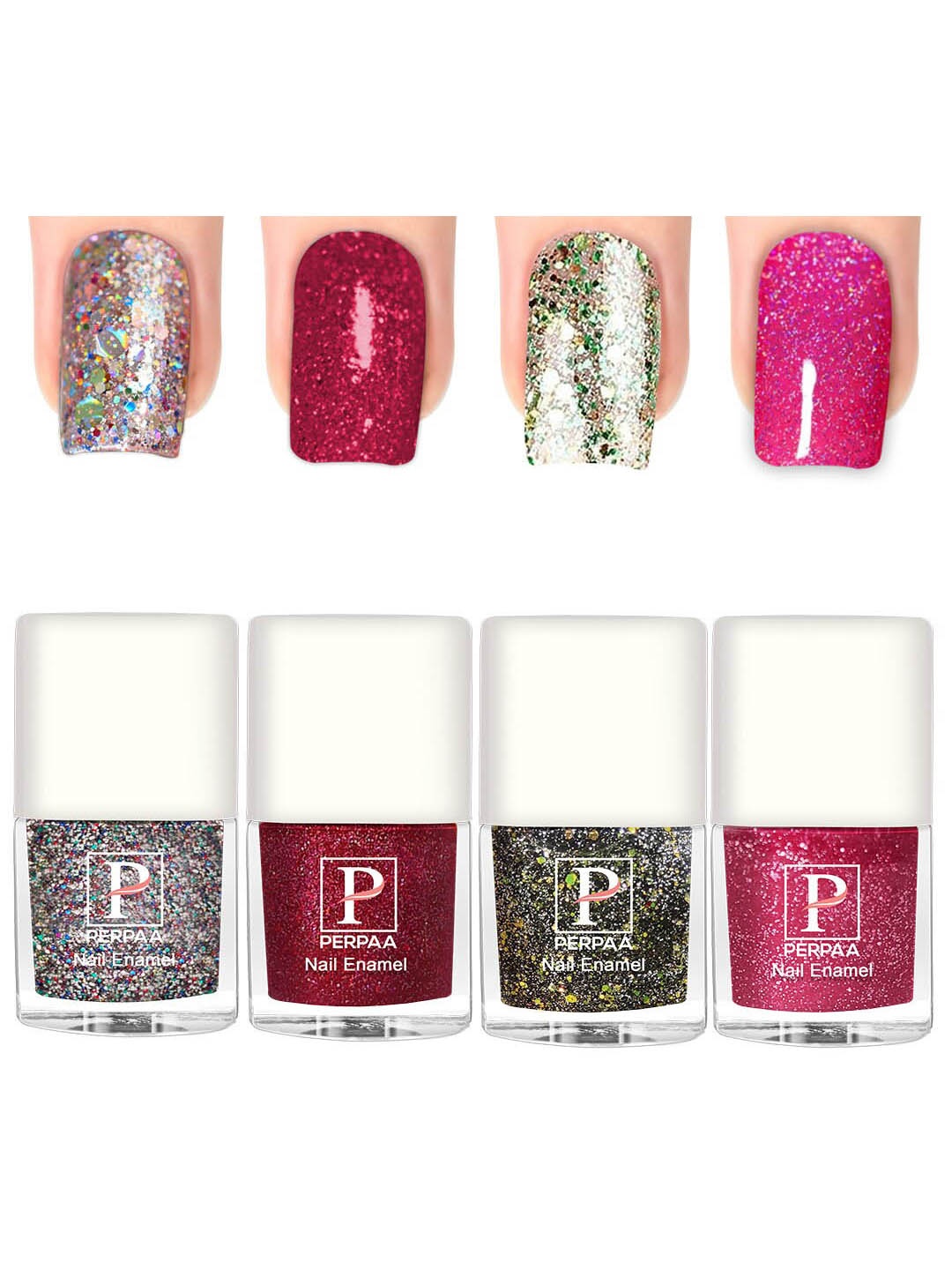 PERPAA Set Of 4 Glitter Light Reflective UV Gel Sparkly Nail Polish - 5ml Each, Pink
PERPAA Set Of 4 Glitter Light Reflective UV Gel Sparkly Nail Polish - 5ml Each, Pink