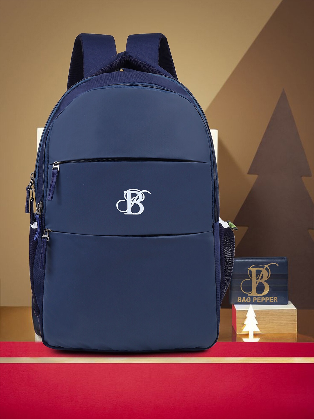 Bag Pepper Men Brand Logo Printed Backpack - Up to 16 inch Laptop, Blue