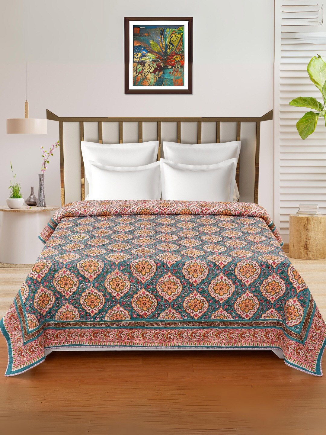CLIO'S HERITAGE STORE Blue & Orange Ethnic Motifs AC Room Cotton 354 GSM Double Bed Quilt
CLIO'S HERITAGE STORE Blue & Orange Ethnic Motifs AC Room Cotton 354 GSM Double Bed Quilt