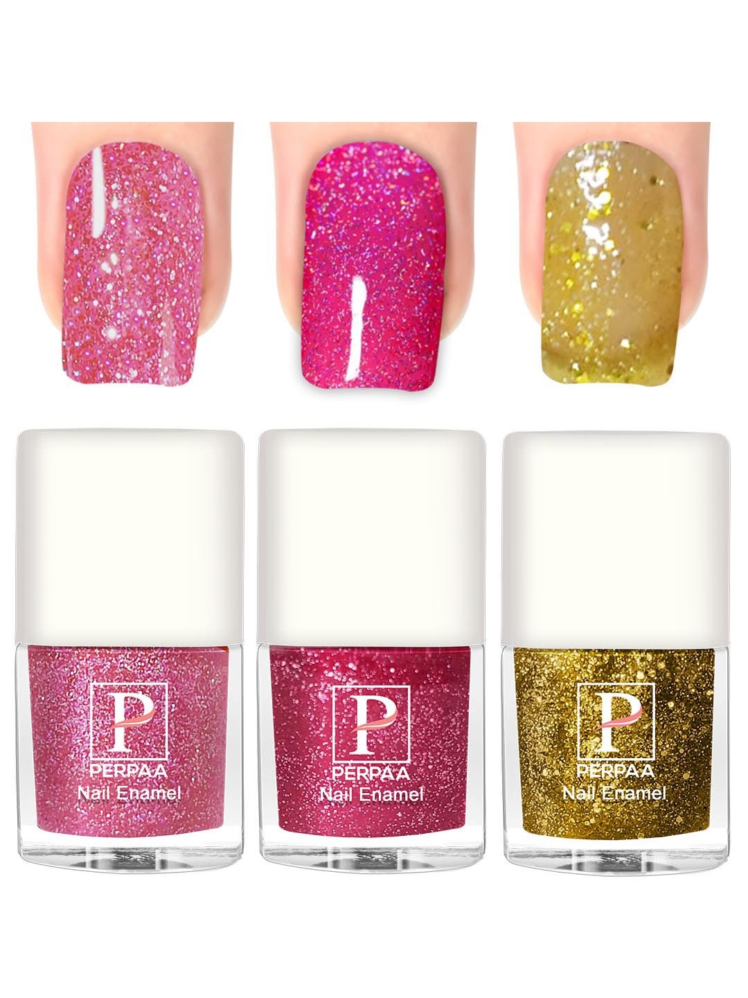 PERPAA Set Of 3 Glitter Light Reflective Flashing Sparkly Gel Nail Polish - 5ml Each, Pink
PERPAA Set Of 3 Glitter Light Reflective Flashing Sparkly Gel Nail Polish - 5ml Each, Pink
