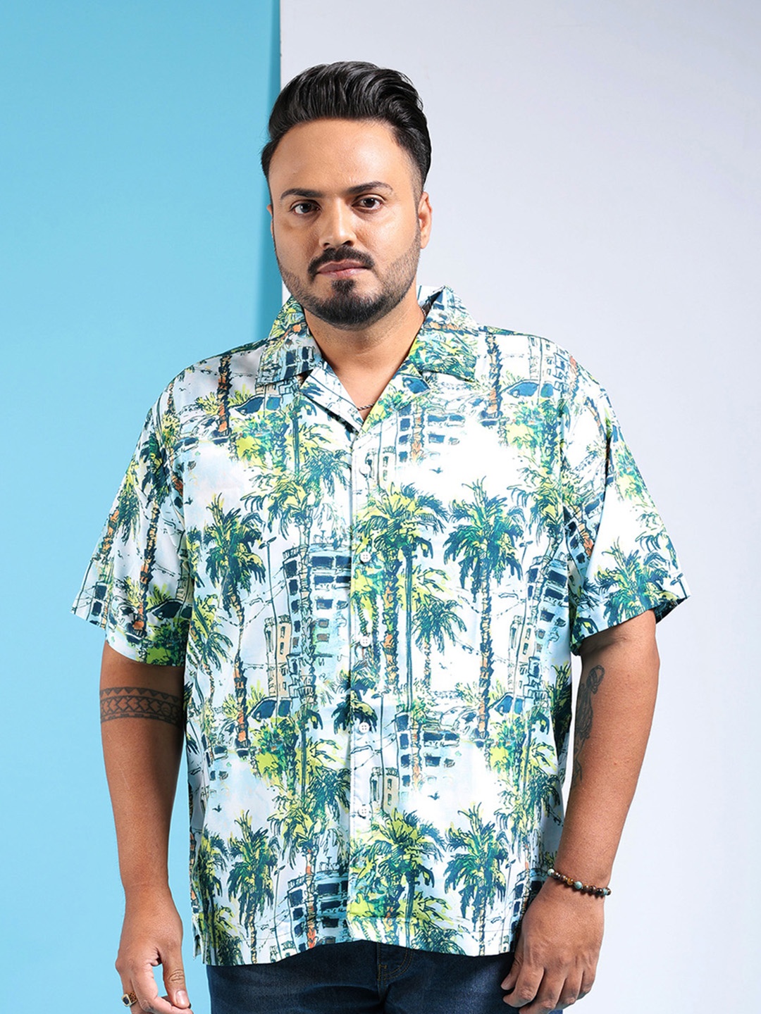 Hardsoda by The Indian Garage Co Plus Size Tropical Printed Opaque Regular Fit Casual Shirt, White
Hardsoda by The Indian Garage Co Plus Size Tropical Printed Opaque Regular Fit Casual Shirt, White