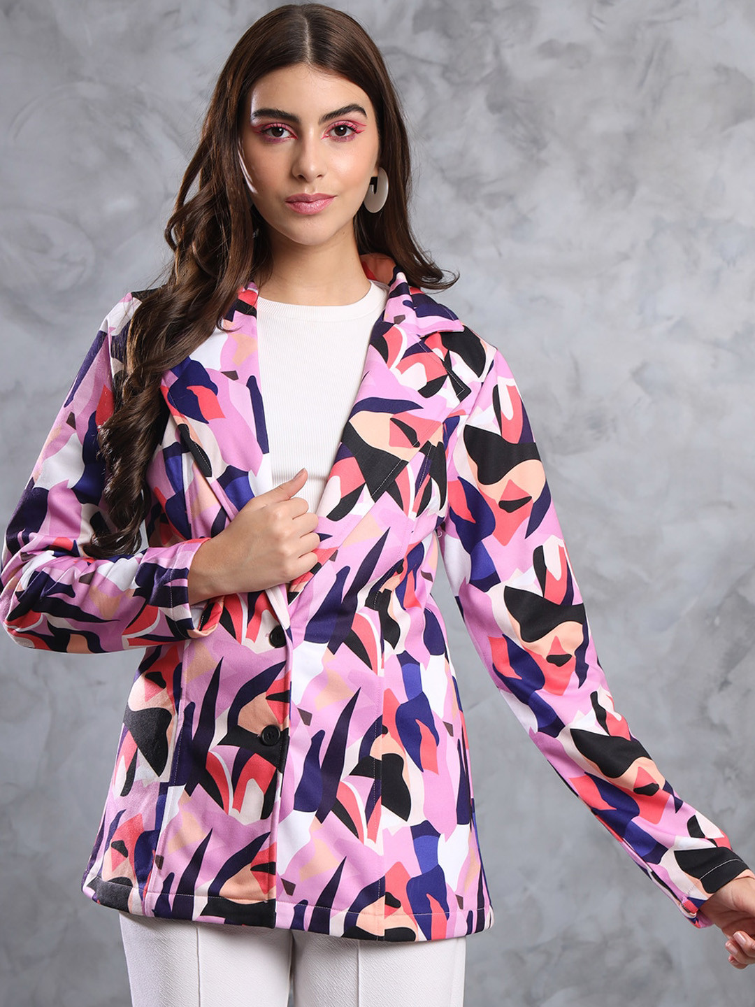 MAZIE Printed Notched Lapel Long Sleeves Single Breasted Slim Fit Blazer, Purple
MAZIE Printed Notched Lapel Long Sleeves Single Breasted Slim Fit Blazer, Purple