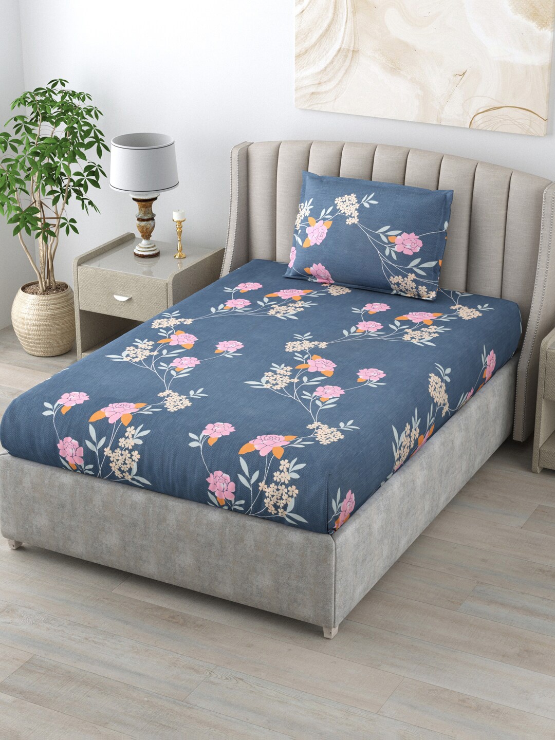 Salona Bichona Impression Teal & Pink Floral 144 TC Single Bedsheet with 1 Pillow Cover
Salona Bichona Impression Teal & Pink Floral 144 TC Single Bedsheet with 1 Pillow Cover