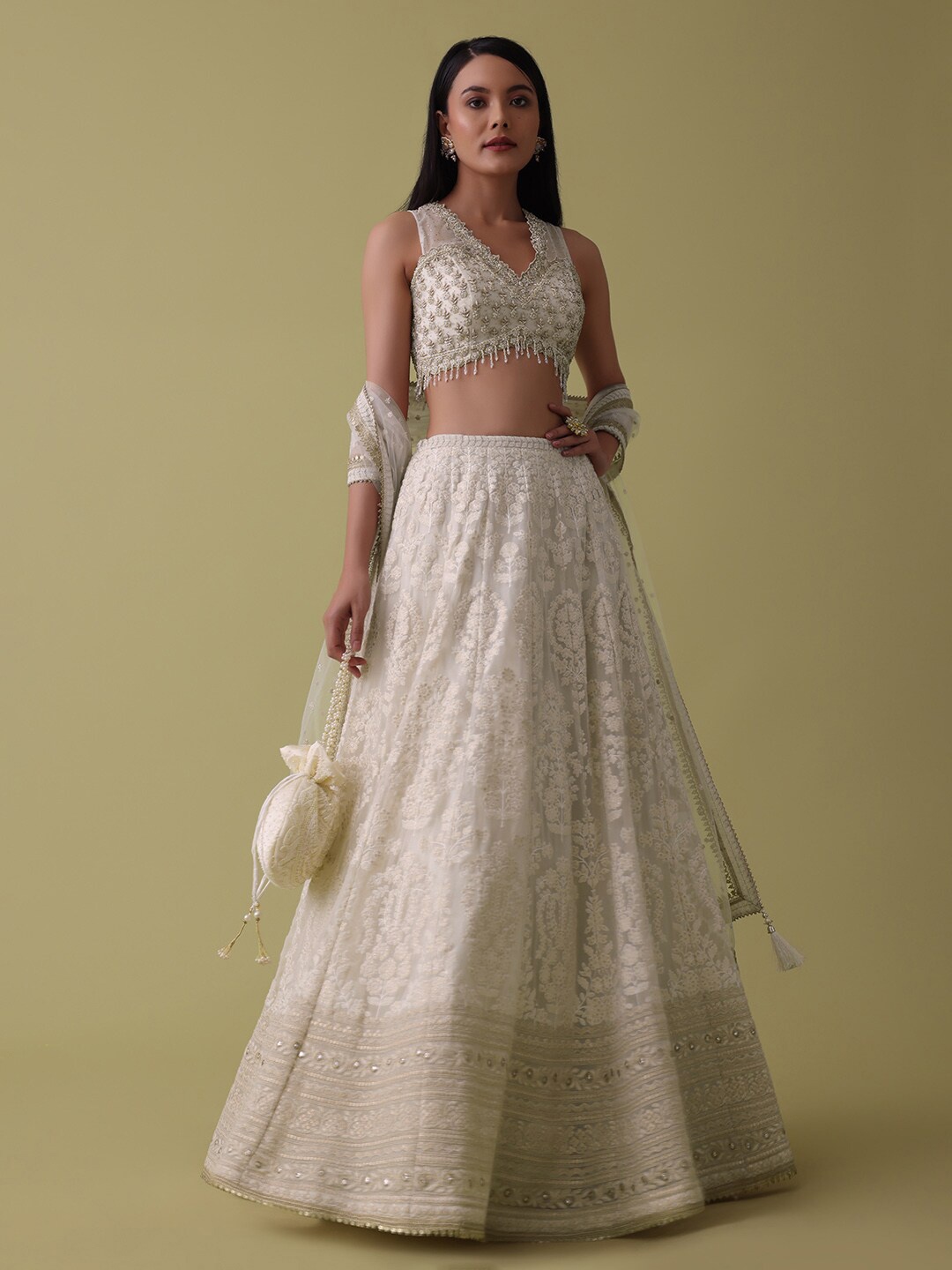 KALKI Fashion Embroidered Beads and Stones Ready to Wear Lehenga & Blouse With Dupatta, White
KALKI Fashion Embroidered Beads and Stones Ready to Wear Lehenga & Blouse With Dupatta, White
