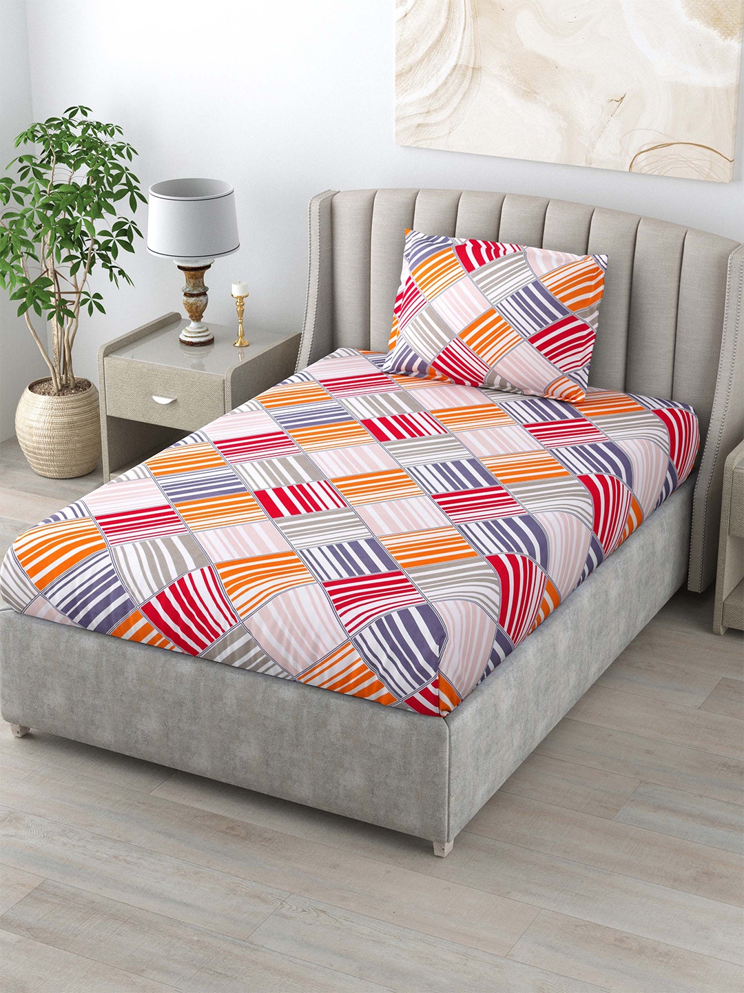 Salona Bichona Impression White & Red Geometric 144 TC Single Bedsheet & 1 Pillow Cover
Salona Bichona Impression White & Red Geometric 144 TC Single Bedsheet & 1 Pillow Cover