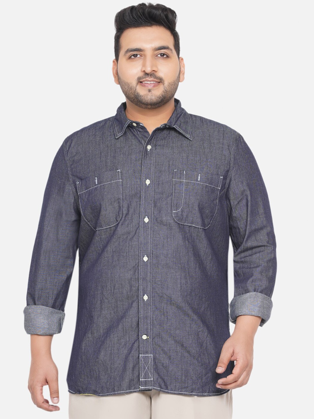 Santonio Plus Size Classic Denim Spread Collar Long Sleeves Cotton Casual Shirt, Blue
Santonio Plus Size Classic Denim Spread Collar Long Sleeves Cotton Casual Shirt, Blue