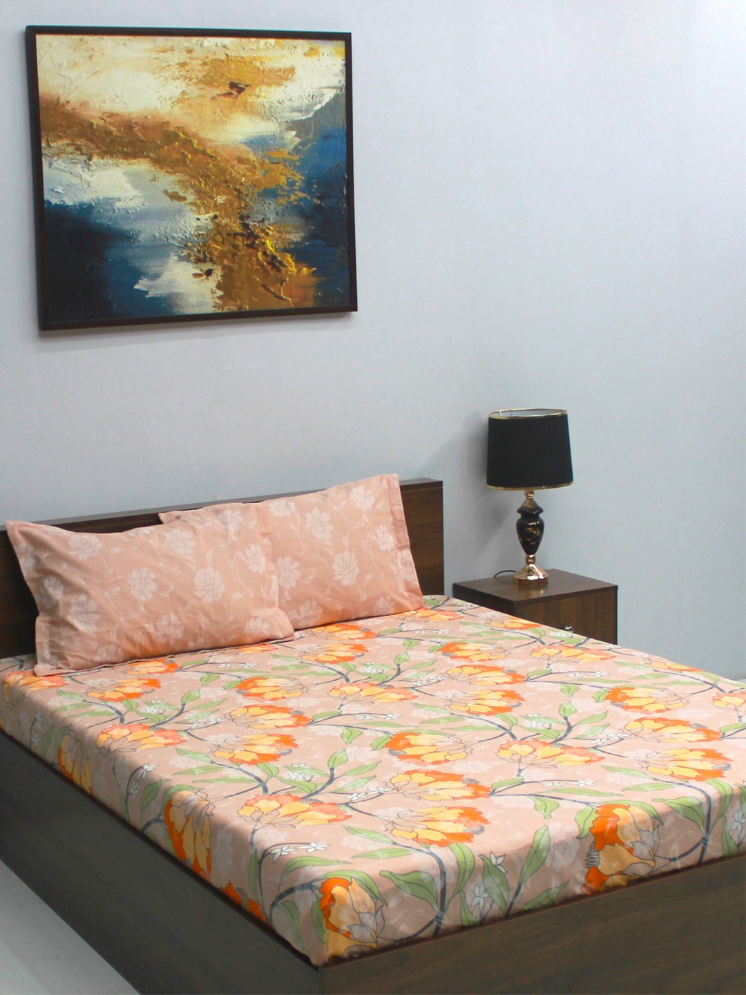 BOMBAY DYEING Orange & Yellow Printed Cotton 104 TC Queen Bedsheet with 2 Pillow Covers
BOMBAY DYEING Orange & Yellow Printed Cotton 104 TC Queen Bedsheet with 2 Pillow Covers