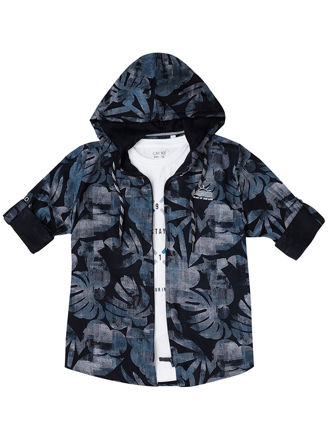 CAVIO Boys Floral Printed Cotton Hooded Comfort Opaque Casual Shirt With T-Shirt, Navy blue
CAVIO Boys Floral Printed Cotton Hooded Comfort Opaque Casual Shirt With T-Shirt, Navy blue