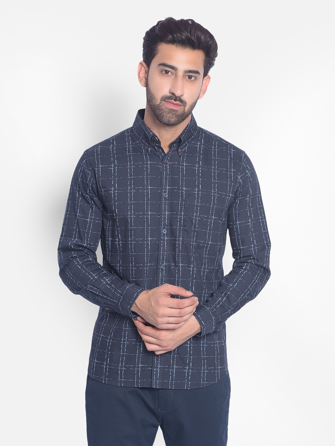Crimsoune Club Slim Fit Tartan Checked Button-Down Collar Pure Cotton Casual Shirt, Navy blue
Crimsoune Club Slim Fit Tartan Checked Button-Down Collar Pure Cotton Casual Shirt, Navy blue