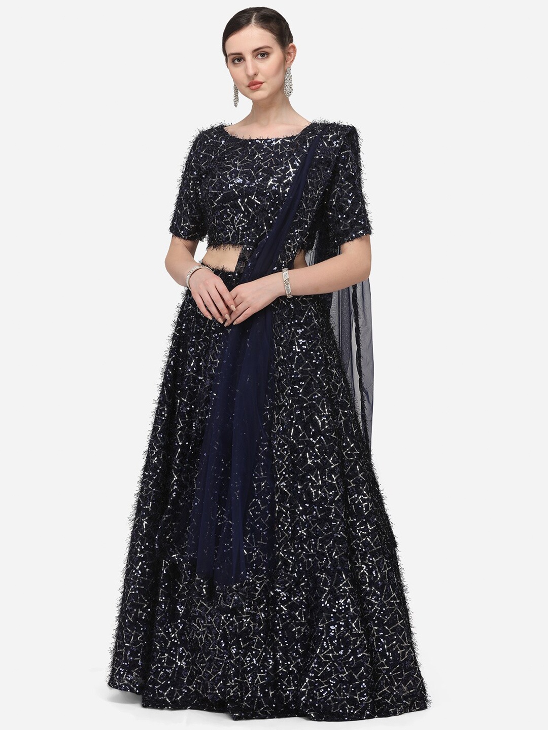 KALINI Embellished Sequinned Semi-Stitched Lehenga & Unstitched Blouse With Dupatta, Navy blue
KALINI Embellished Sequinned Semi-Stitched Lehenga & Unstitched Blouse With Dupatta, Navy blue