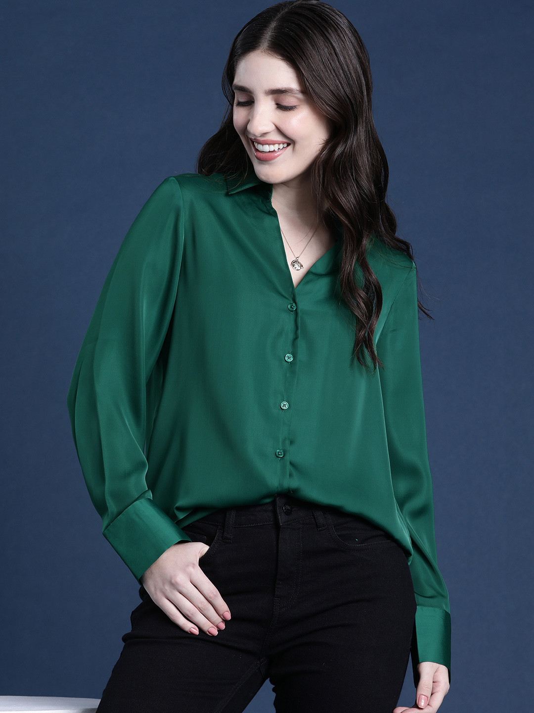 Mast & Harbour Women Opaque Solid Casual Shirt, Green
Mast & Harbour Women Opaque Solid Casual Shirt, Green