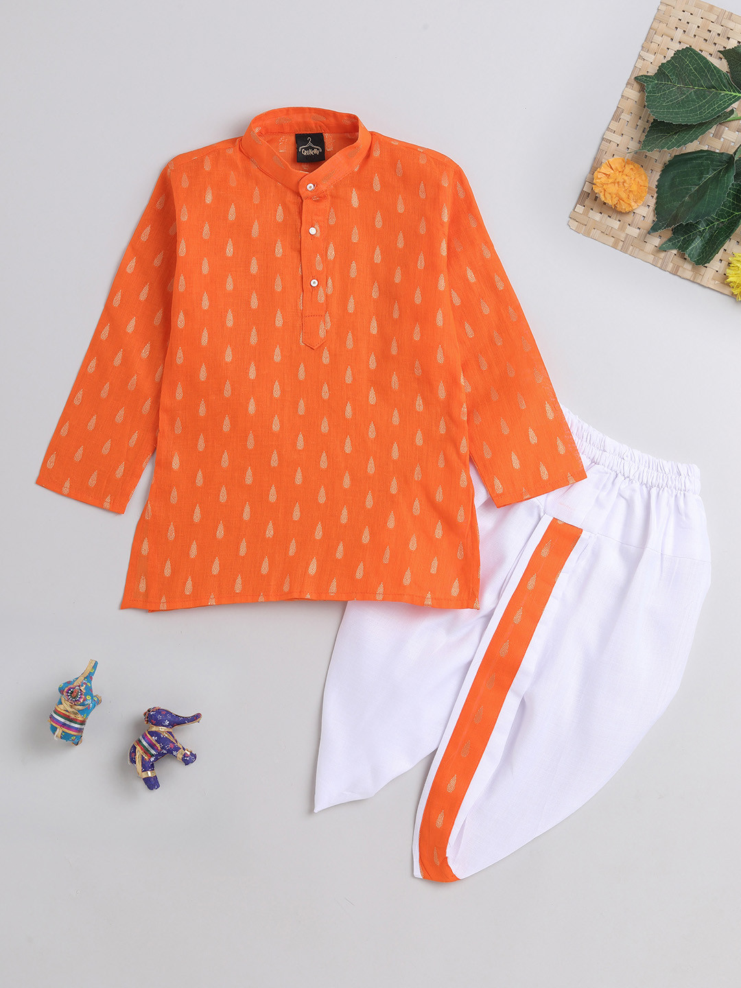 The Magic Wand Boys Ethnic Motifs Woven Design Regular Kurta with Dhoti Pants, Orange
The Magic Wand Boys Ethnic Motifs Woven Design Regular Kurta with Dhoti Pants, Orange