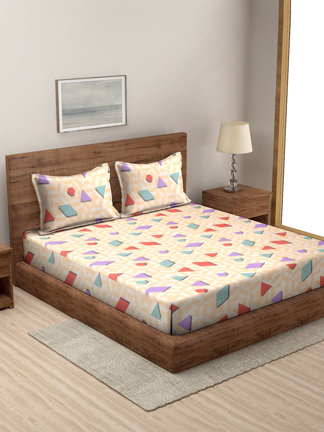MODEFE Peach & Purple Geometric Microfiber 144 TC Queen Bedsheet with 2 Pillow Covers
MODEFE Peach & Purple Geometric Microfiber 144 TC Queen Bedsheet with 2 Pillow Covers