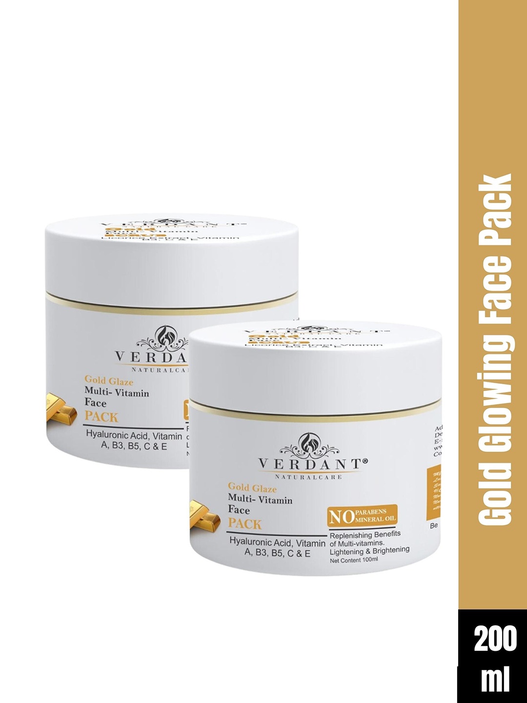 Verdant Natural Care Set of 2 Gold Glaze Multi-Vitamin Face Pack - 100 ml each, White
Verdant Natural Care Set of 2 Gold Glaze Multi-Vitamin Face Pack - 100 ml each, White