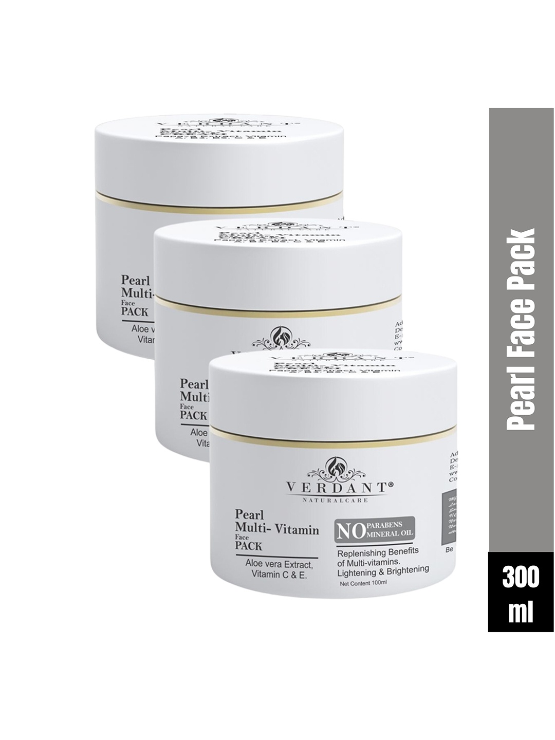 Verdant Natural Care Set of 3 Pearl Multi-Vitamin Face Pack with Aloevera - 100 ml each, White
Verdant Natural Care Set of 3 Pearl Multi-Vitamin Face Pack with Aloevera - 100 ml each, White