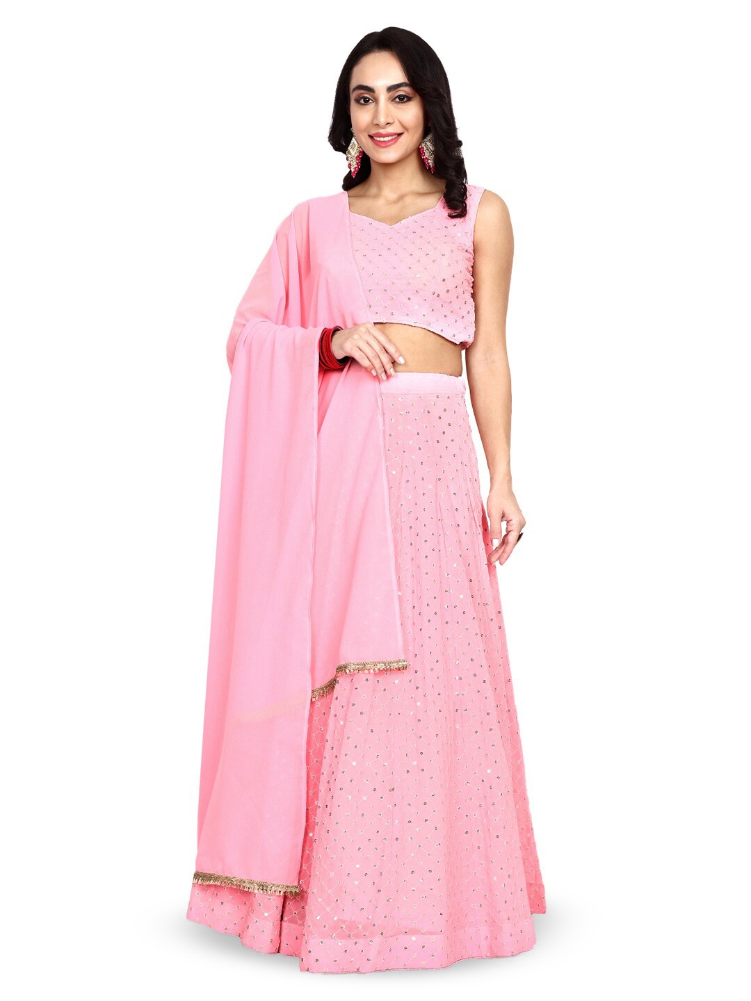 TIKODI Embroidered Sequinned Semi-Stitched Lehenga & Unstitched Blouse With Dupatta, Pink
TIKODI Embroidered Sequinned Semi-Stitched Lehenga & Unstitched Blouse With Dupatta, Pink