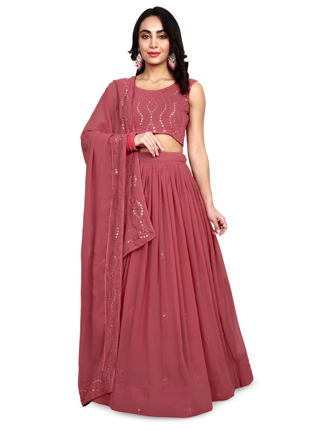 TIKODI Embroidered Sequinned Semi-Stitched Lehenga & Unstitched Blouse With Dupatta, Pink
TIKODI Embroidered Sequinned Semi-Stitched Lehenga & Unstitched Blouse With Dupatta, Pink