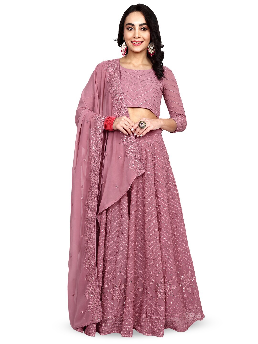 TIKODI Embroidered Sequinned Semi-Stitched Lehenga & Unstitched Blouse With Dupatta, Pink
TIKODI Embroidered Sequinned Semi-Stitched Lehenga & Unstitched Blouse With Dupatta, Pink