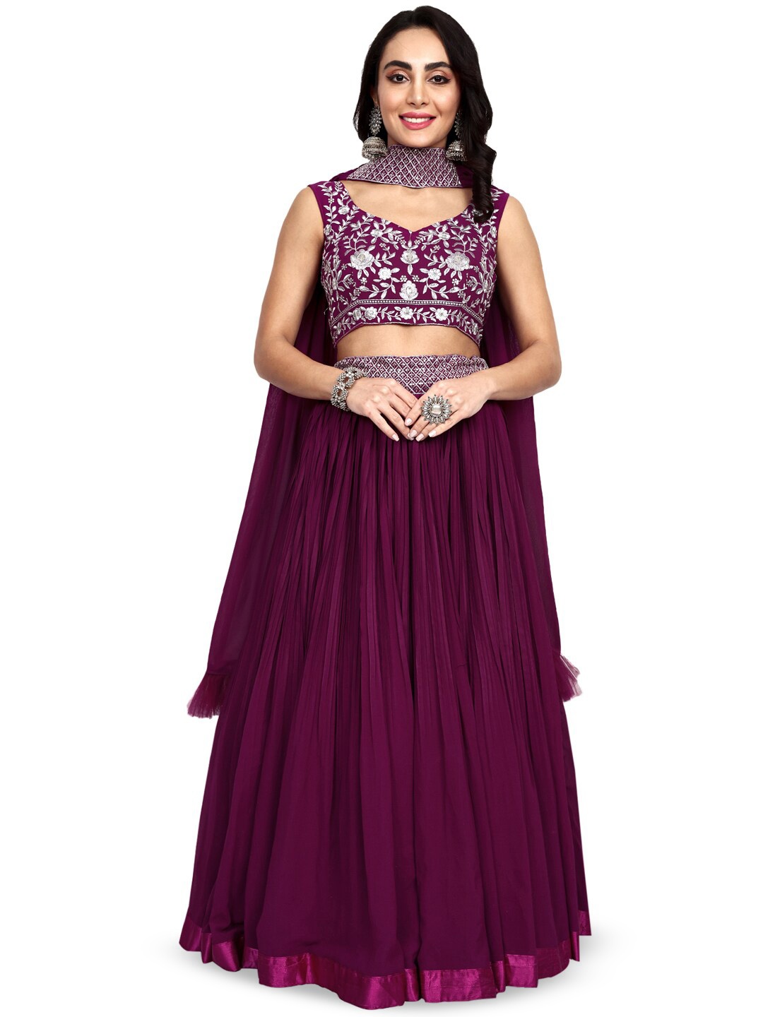 TIKODI Embroidered Thread Work Semi-Stitched Lehenga & Unstitched Blouse With Dupatta, Purple
TIKODI Embroidered Thread Work Semi-Stitched Lehenga & Unstitched Blouse With Dupatta, Purple