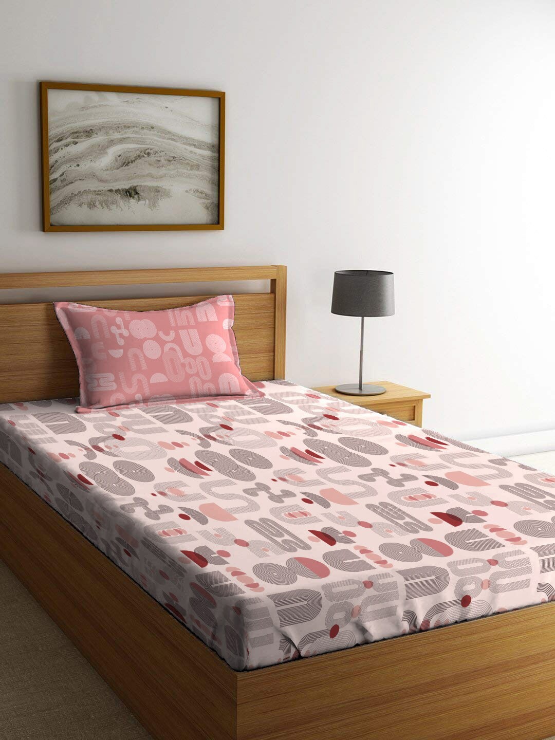 MYTRIDENT Dusk & Down Pink Geometric Cotton 144 TC Single Bedsheet with 1 Pillow Cover
MYTRIDENT Dusk & Down Pink Geometric Cotton 144 TC Single Bedsheet with 1 Pillow Cover