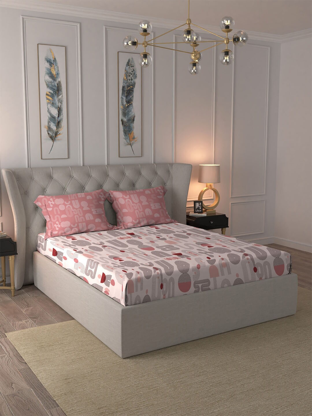 MYTRIDENT Dusk & Down Printed Cotton 144 TC Queen Bedsheet with 2 Pillow Covers, Red
MYTRIDENT Dusk & Down Printed Cotton 144 TC Queen Bedsheet with 2 Pillow Covers, Red