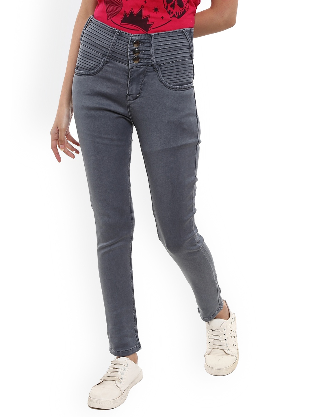 V-Mart Women High-Rise Jeans, Grey