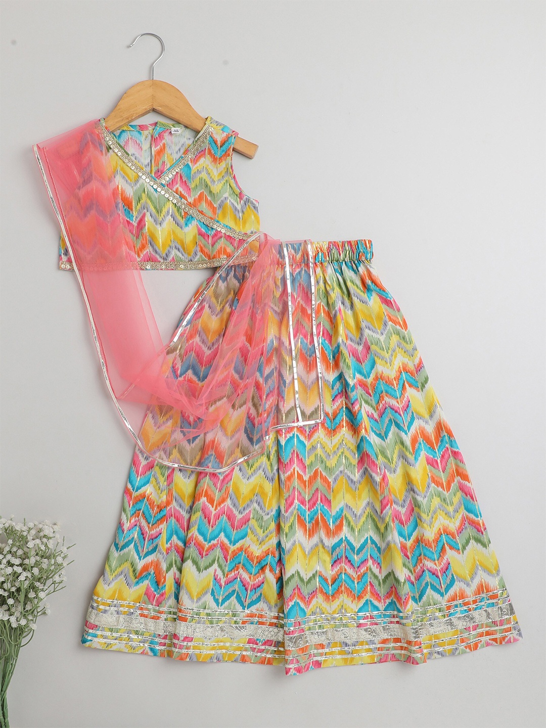 The Magic Wand Girls Chevron Printed Cotton Ready to Wear Lehenga Choli & Attached Dupatta, Yellow
The Magic Wand Girls Chevron Printed Cotton Ready to Wear Lehenga Choli & Attached Dupatta, Yellow