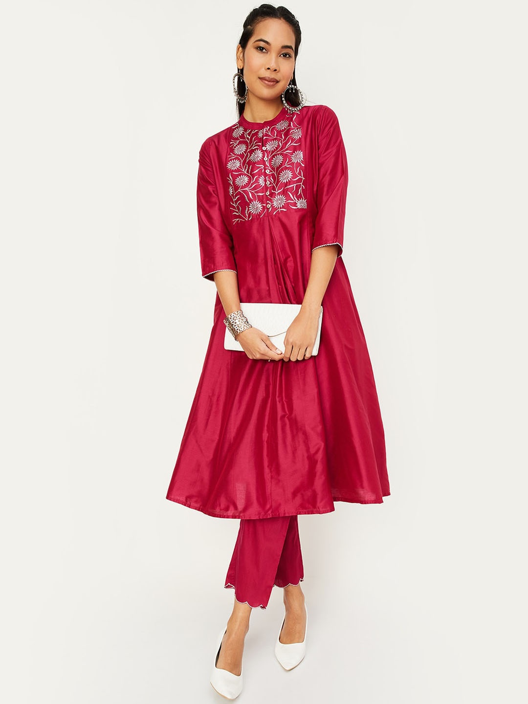 max Ethnic Motifs Yoke Design Band Collar Anarkali Gotta Patti Kurta With Trousers, Fuchsia
max Ethnic Motifs Yoke Design Band Collar Anarkali Gotta Patti Kurta With Trousers, Fuchsia