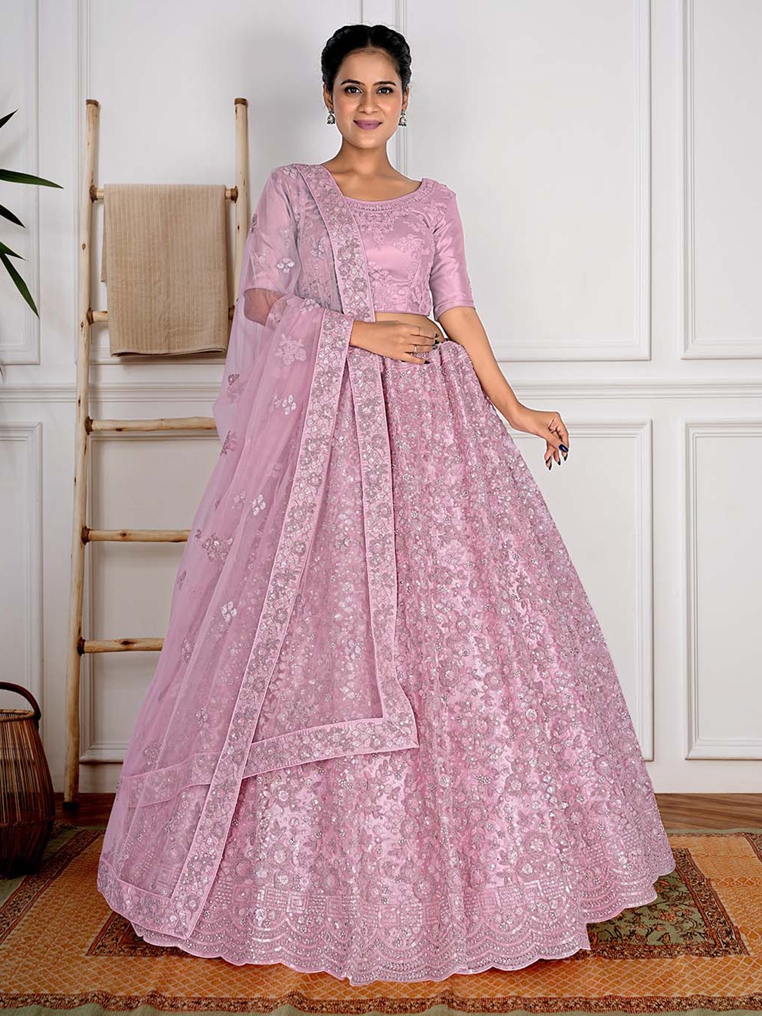 HALFSAREE STUDIO Embellished Thread Work Semi-Stitched Lehenga & Unstitched Blouse With, Pink
HALFSAREE STUDIO Embellished Thread Work Semi-Stitched Lehenga & Unstitched Blouse With, Pink