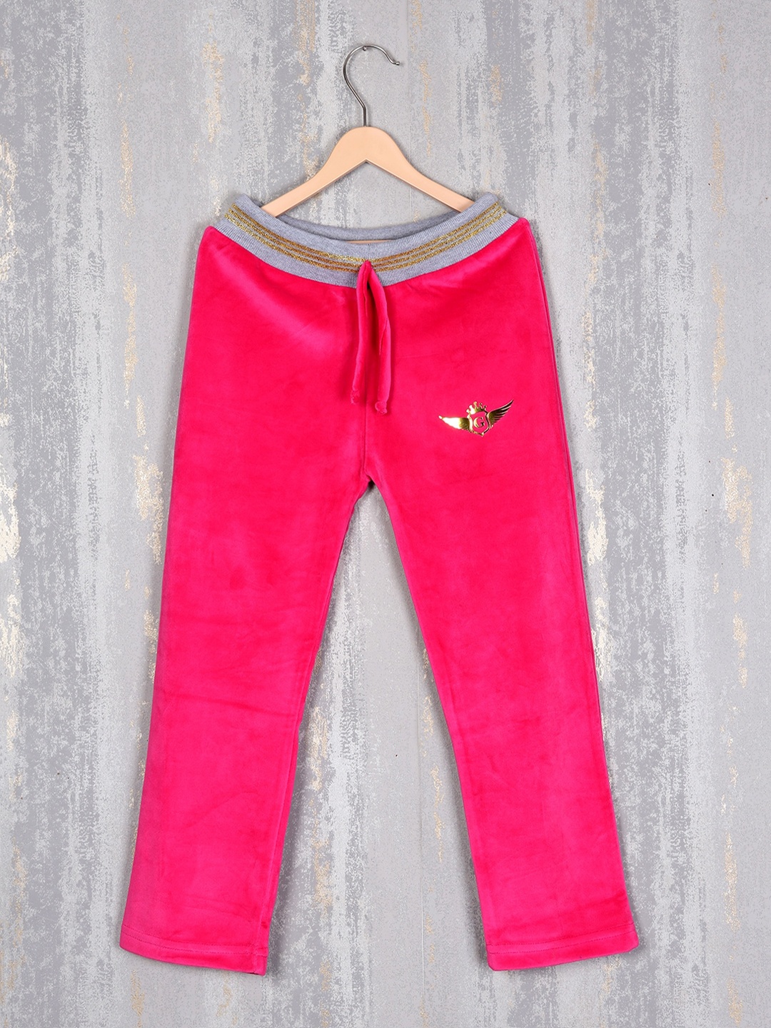 Albion Girls Velvet Track Pant, Pink